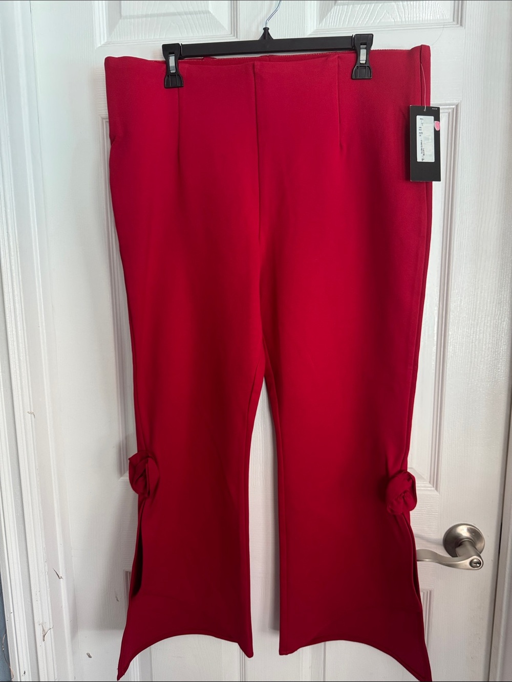 Investments Red Wide-Leg Knot Hem Pants